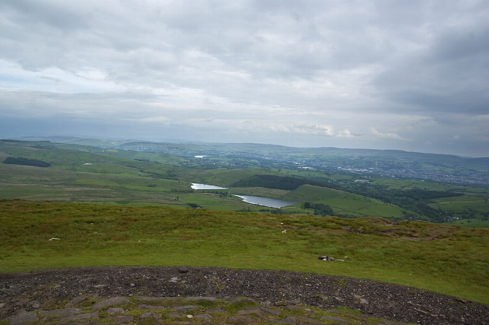 Pendle Hill and the Ogden reservoirs from Barley
