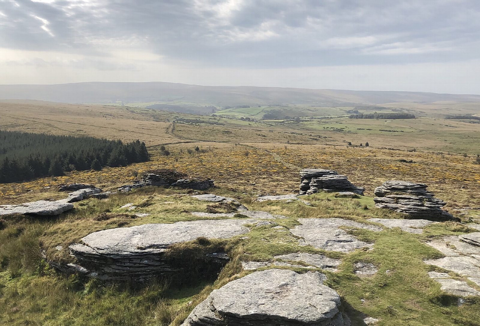 Bellever Tor and the Postbridge clapper bridge