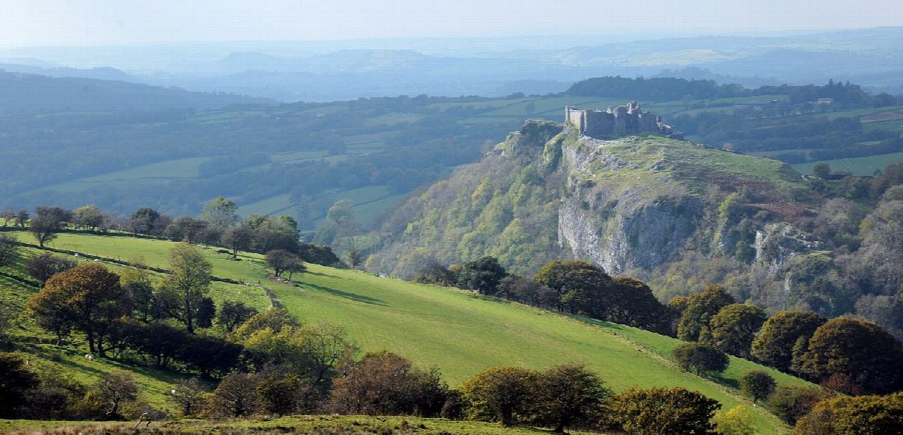 Carreg Cennen Castle and the source of the Loughor